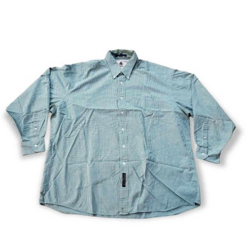 Tommy Hilfiger Shirt Checkered Button Down Men Size 17.5 XXL Large Green *READ*